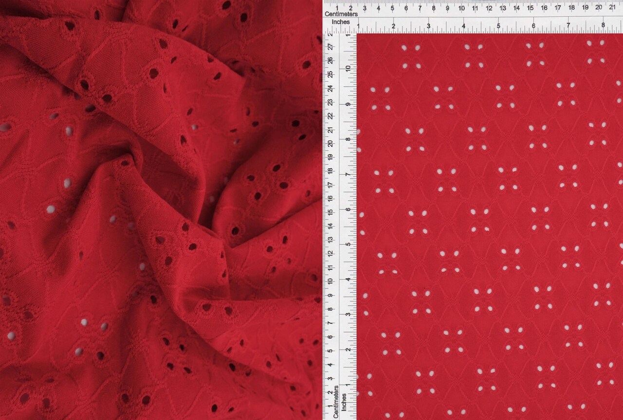 1 Yard DTY Knit Jacquard Eyelet Fabric 190 GSM, 58/60″ Wide Polyester Spandex Blend